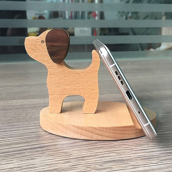 One Universal Cell Phone Holder Wood Grain Resin Animal Cute Pet Smart Dog  Desk Decor Stand Bracket | Wish