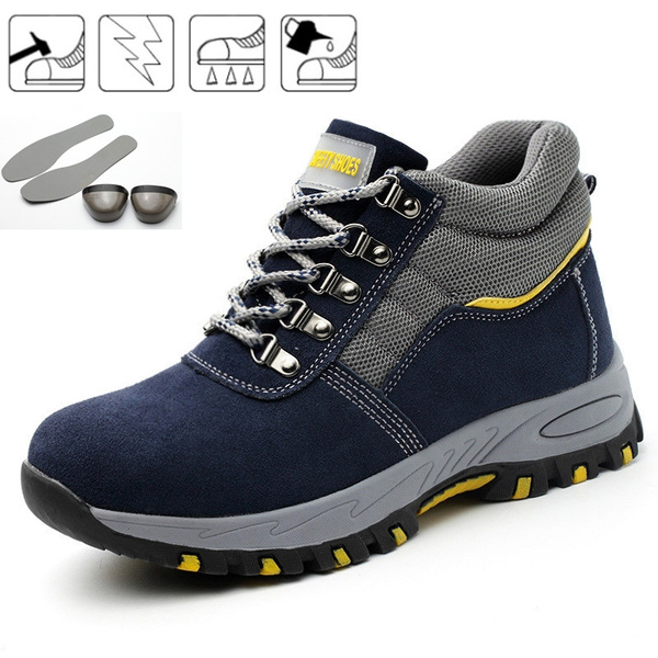 Men Safety Work Shoes Steel Toe Cap Snow Boots Winter Shoes for Man Black  Hiking Shoes 008