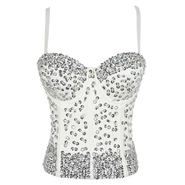 Women's Sexy Sequin Beaded Bustier Long 