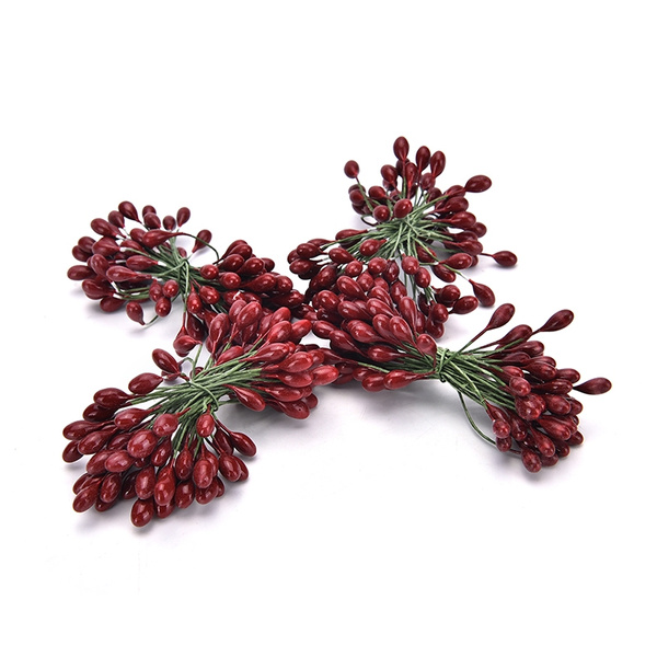 100XArtificial Red Holly Berry On Wire Bundle Garland Wreath Making Christmas SZ