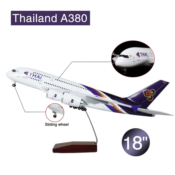 6,3 Pulgadas / 16 cm Avión de aleación Modelos de avión Fundido a presión Kit de Juguetes de avión Regalos y coleccionables para niños Modelo de Avión Thai Airways Airbus A380 
