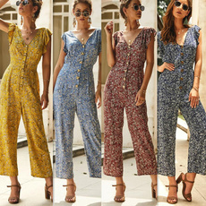 Women Rompers, Floral print, Lace, Casual pants