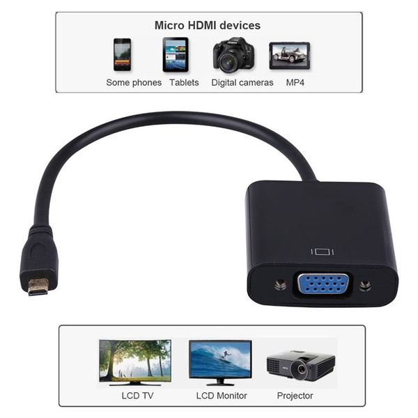 Micro HDMI TO VGA Adapter Cable HDMI Digital To Analog Audio Converter ...