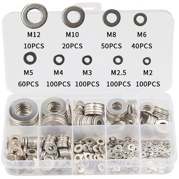 580X Stainless Steel Flat Washers For M2 M2.5 M3 M4 M5 M6 M8 M10 M12 Screws Bolt 580X Stainless Steel Flat Washers For M2 M2.5 M3 M4 M5 M6 M8 M10 M12 Screws Bolt