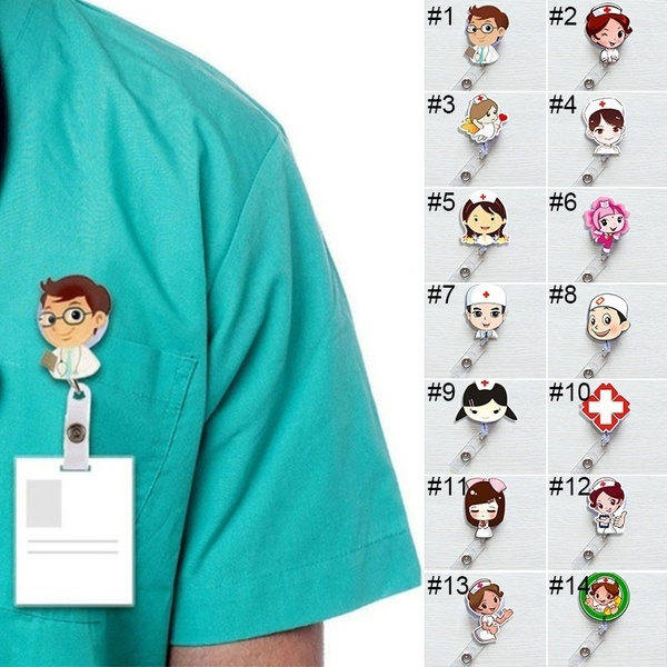 Cartoon Nurse Clip On Name Card Holder Lanyard Holder Badge ID