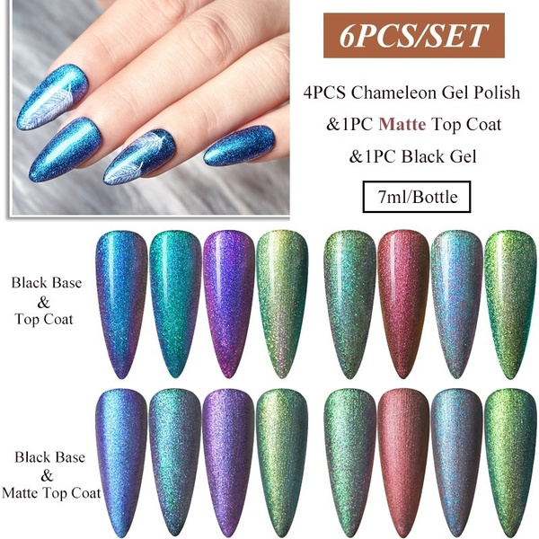 forvirring Airfield krølle RBAN NAIL 6Pcs/Set Chameleon Glitter Gel Nails Polish Matte Top Coat Black Gel Nails Manicure Kit For Women Party Show | Wish forvirring Airfield krølle RBAN NAIL 6Pcs/Set Chameleon Glitter Gel Nails Polish Matte Top Coat Black Gel Nails Manicure Kit For Women Party Show | Wish