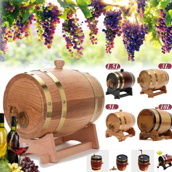 1.5 , 3 , 5 ,10 Liters Vintage Wood Oak Timber Wine Barrel For Beer