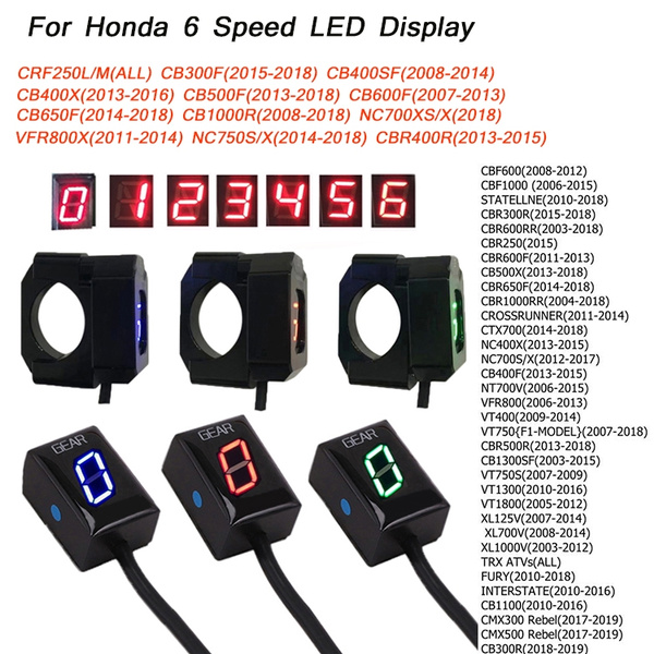 For Honda 6 Speed Led Gear Digital Display Indicator Motorcycle Plastic Light Direct Plug In Red Blue Green Cbr250 Cbr300r Cbr400r Cbr500r Cbr600rr Cbr1000rr Wish