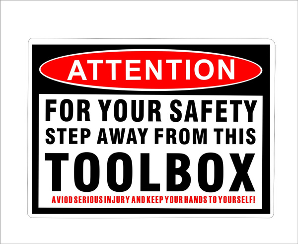 2pcs Funny Toolbox Warning Decal Sticker Tool Box Pack Set Hard Hat Helmet Vinyl Decal Sticker 