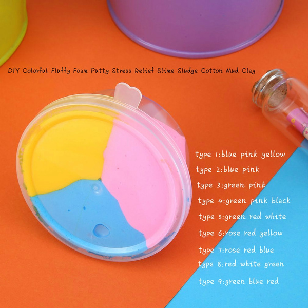 Diy Colorful Fluffy Foam Putty Stress Relief Slime Sludge Cotton Mud Clay Wish