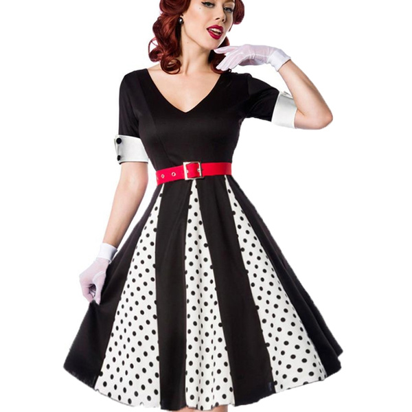 Penelope Vintage WW2 Landgirl 40s 50s Polka Dot Pinup Swing Tea Dress