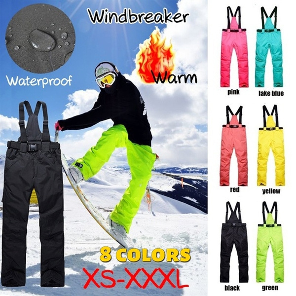 Waterproof Windproof Outdoor Sports Women Men Ski Pants Warm Suspenders  High Quality Colorful Winter Snowboard Trousers Winter Mountaineering Cold  Pants XS-3XL