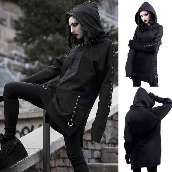 Long best sale black hoodies