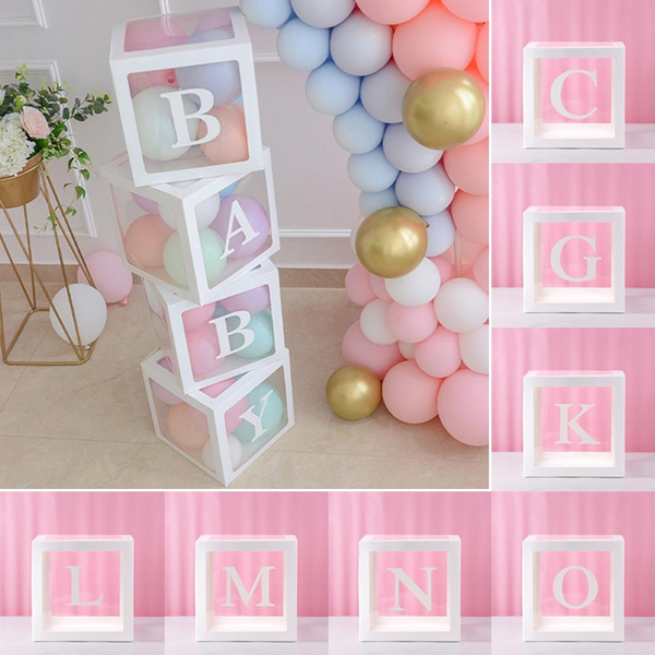 12" Transparent Box Letter A-Z Storage Balloon Baby Shower Birthday Party Decor 