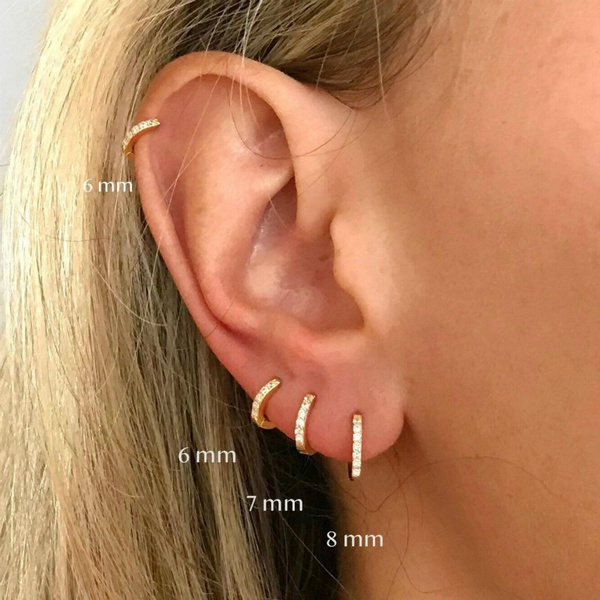 1Pc Small Hoop Earrings , Gold CZ Hoop Earrings,Huggie Hoop Earrings,Cartilage  Earrings,Minimalist Earrings