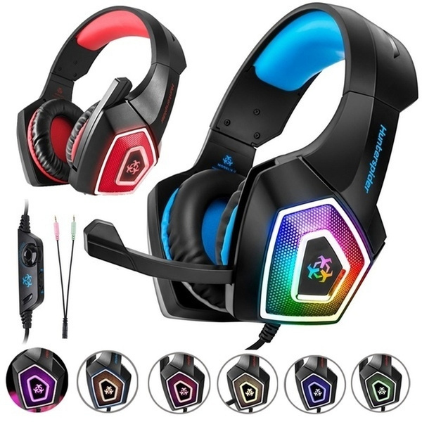 Hunterspider V1 Gaming Headset Over Ear Headphones Wired Control with Mic  LED Light Gamer Headset for PC PS4 Xbox One | Wish