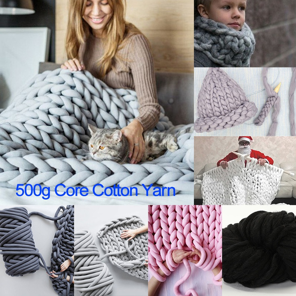 500g Super Thick Chunky Yarn Cotton Tube Yarn Merino Wool Alternative DIY Bulky  Arm Knitting Blanket Hand Knitting Spin Yarn