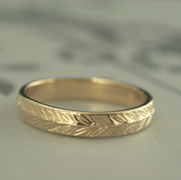 Simple 18K gold pattern engraved 