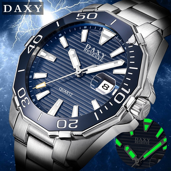 DAXY ブランドの高級メンズクォーツ時計防水クォーツスチール