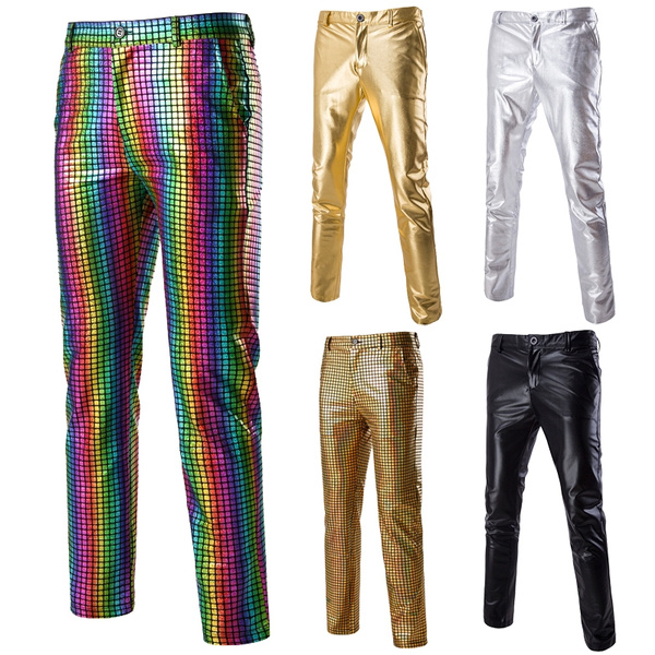 Mens Metallic Sequins 70s Disco Party 