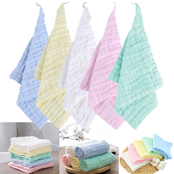 Baby Kids Muslin Washcloths Natural Cotton Wipes Bibs Newborn Washing Face Towel 