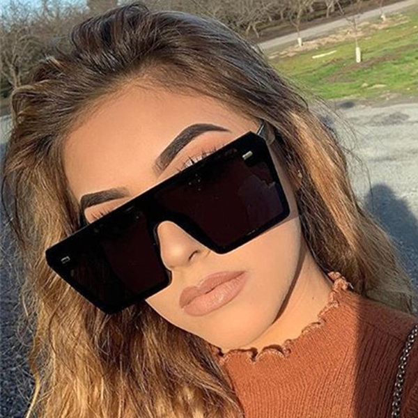 Oversize Square Sunglasses Women Large Frame Flat Top Gradient Sun glasses  Men UV400 Mirror Luxury Brand Rimless Square Shades - AliExpress