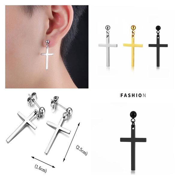 titanium cross earrings