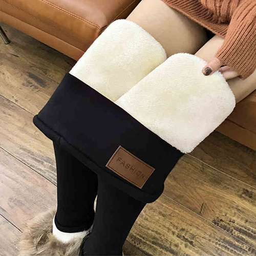 Black warm pants winter skinny thick 