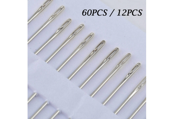 60/12Pcs Self-Threading Hand Sewing Needles Set Assorted Household Repair  Set Easy To Thread Sewing Accessories