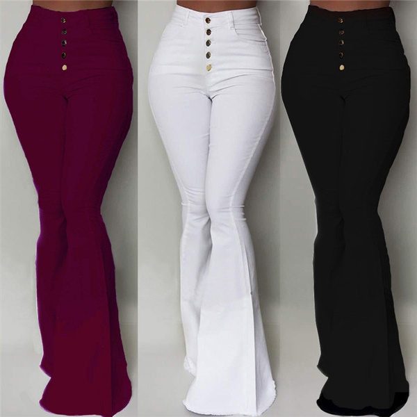 white high waisted flare pants
