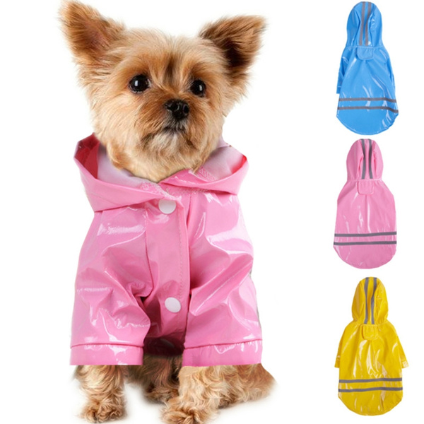 Lightweight Dog Rain Coat Jacket with Leash Hole Hooded Waterproof Pet Poncho with Reflective Strap BINGPET Plaid Dog Raincoat Fit for Small Medium Dogs 