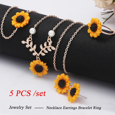 goldplated, leaf, Jewelry, sunflowerbracelet