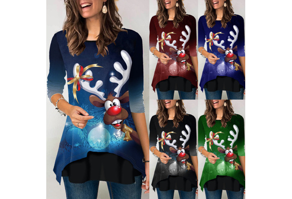 LODDD Christmas Women Elk Snowflake Print Tops 2019 Fashion Hooded Sweatshirt Long Sleeve Pullover Blouse