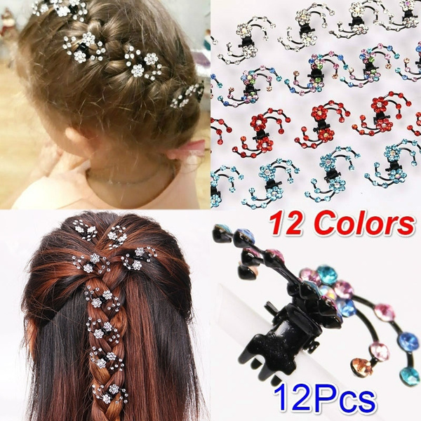 Bridal Wedding Hair Claws & Clips - Flowers Metal Barrette With Rhinestones & Crystals