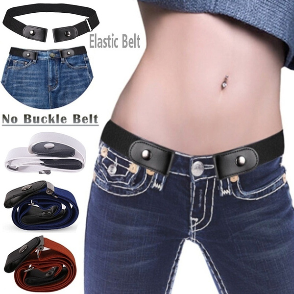 Unisex Elastic Adjustable Nylon Buckle Free Belt No Buckle Show Invisible Stretch Belt for Jeans Pants Dresses Ceinture elastique Sans Boucle Fajas