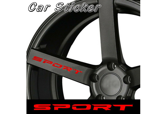 4× SPORT Style Car Door Rims Wheel Hub Racing Decal Sticker Graphic Accessories