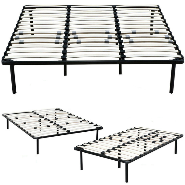 4 Size Wood Slats Metal Bed Frame Platform Bedroom Mattress Foundation Base US 