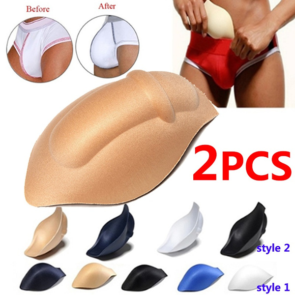 2PCS Safety Men's Sponge Pad 3d Cup Men's Underwear General Breathable  Sponge Pad Men's Underwear Cup Swimming Trunks Shaping Enlarge Underpa Pad