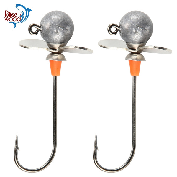 2pcs Round Jig Head Spinner Blade Fishing Hook 5g 7g 10g 14g Single Barbed  Rig Jigs Hook Soft Lure Hook Fishing Tackle