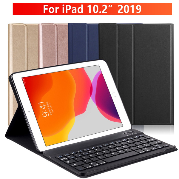 Tablet Case iPad 7th Generation Case with Keyboard Auto Sleep/Wake Smart Cover with Wireless Detachable Wireless Keyboard for iPad 7th Gen 10.2 inch iPad 10.2 2019 Keyboard Case with Pencil Holder 