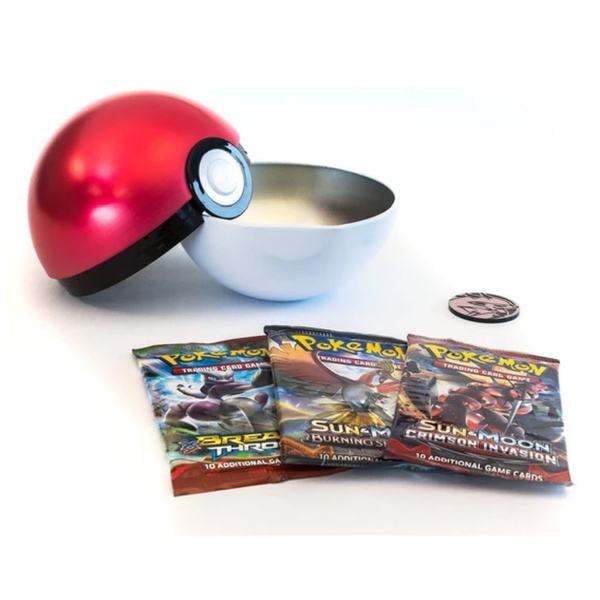 Jogo Pokémon Lata Pokébola com Cards e Moeda Bola vermelha 99364