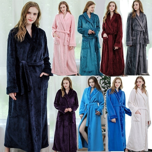 Flannel Women's Bathrobes Pajamas Winter Warm Coral Velvet Night Gown for  Women | Wish