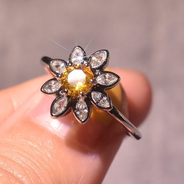 Sunflower diamond deals engagement ring