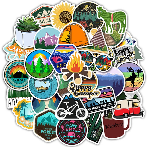 50Pcs Forest Hiking Camping Sticker Pack Outdoor Picnic Adventure Decal Travel