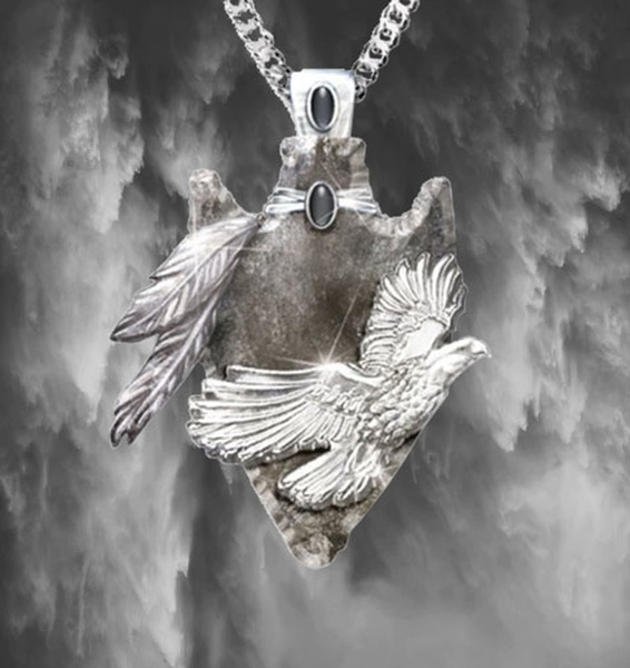 Vintage Personality Stainless Steel Old 925 Sterling Silver Eagle Feather Black Gemstone Pendant Necklace Fashion Unique Men S Women Jewelry Fine Gift Wish - Silver Eagle Feather Pendant Vintage Personality Stainless Steel Old 925 Sterling Silver Eagle Feather Black Gemstone Pendant Necklace Fashion Unique Men S Women Jewelry Fine Gift Wish - Silver Eagle Feather Pendant