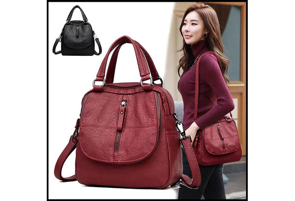 7 Colors Women's Multifunctional Soft Genuine Leather Handbag Large  Capacity Backpack Casual Totes Purses