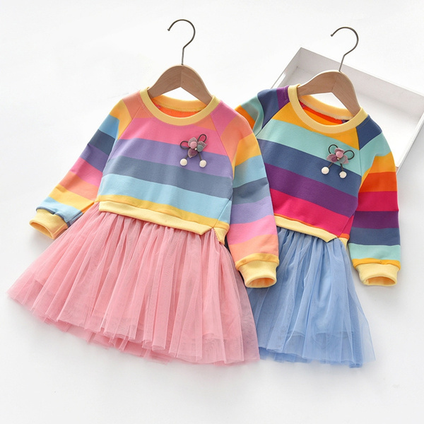 rainbow color dress for girl