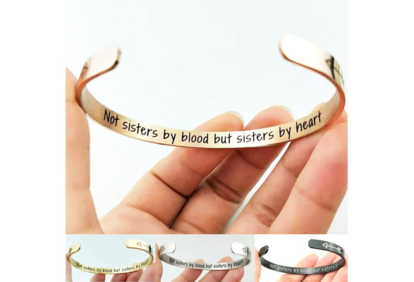 Sister Bracelet  Jewelry for Best Friend Women Gift BFF Engraved Mantra Cuff Bangle