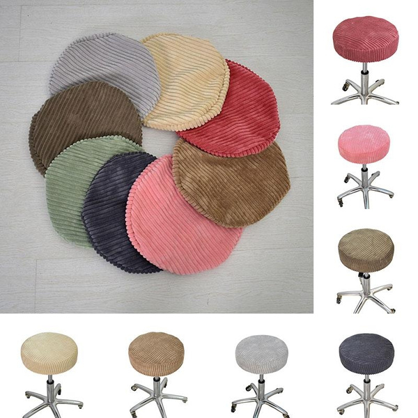 Home Plush Round Chair Cover Solid Color Stretch Elastic  Stool Cover Home Hotel 