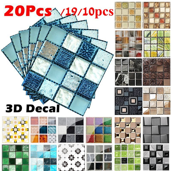 20pcs/set 3D DIY Waterproof Self Adhesive Wall Stickers Mosaic ​Tile Decal